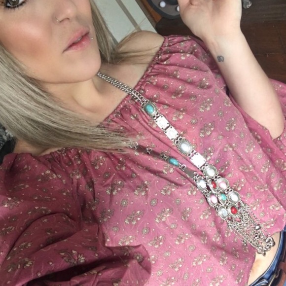 ⭐️Boho tribal statement stone necklace jewelry - Picture 7 of 8